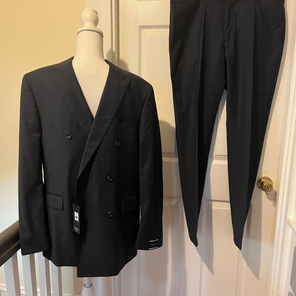 Tommy Hilfiger Charcoal Double-Breasted Suit